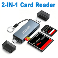 Lector de Tarjetas Multiusos 2 en 1, Lector y Escritor de Tarjetas de Memoria CF SD TF, Adaptador Compatible con Portátiles, Compatible con Fabricación OEM Personalizada