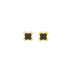 Fashion <b>Stud</b> <b>Earrings</b> 316L Stainless Steel PVD Gold Plating <b>Black</b> Inlay Sustainable Resistant Design - Product Image 2