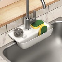 Support de rangement moderne en plastique pour robinet de cuisine, à un seul niveau, multifonctionnel pour vaisselle et chiffons, avec drainage, type sur pied