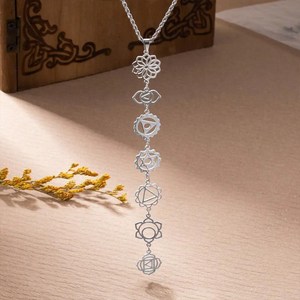 Corazón 7 Chakra colgante collar chapado en oro joyería espiritual <span class=keywords><strong>Yoga</strong></span> Chakra collares equilibrio meditación <span class=keywords><strong>Anahata</strong></span> joyería Collier - Product Image 2