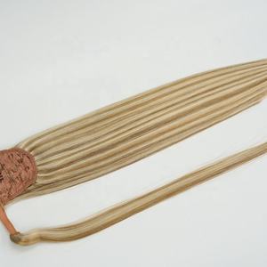 Wholesale Indian Raw Virgin Remy Human Hair Extension Silky Straight Wave 10-30inches Drawstring Ponytail Style 100g/Piece - Product Image 2