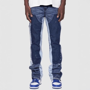 <span class=keywords><strong>Pantalones</strong></span> de mezclilla morados de verano para hombre, estilo desgastado, calidad 1.1, de marca de moda, con diseño de parches en capas, de tela de algodón elástica. - Product Image 4