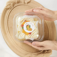Conteneurs de gâteau en plastique PET transparent carré jetable de haute qualité Blister boîte d'emballage de gâteau de pâtisserie en plastique PET