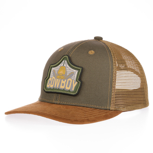 Casquette de camionneur western personnalisée en toile avec visière en daim, 6 panneaux, patch tissé, visière gaufrée, maille respirante, fermeture <span class=keywords><strong>snapback</strong></span>, vente en gros OEM - Product Image 1