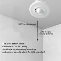5.8Ghz 220V mur moderne montage encastré au plafond réglable à 360 degrés détecteur de mouvement radar à micro-ondes interrupteur de lumière