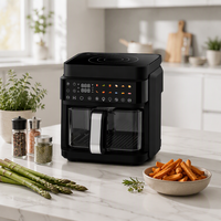 Appareil de cuisine familial 2 en 1 : Friteuse à air et cuisinière à induction avec fenêtre visible et commande tactile, cuisson saine sans huile