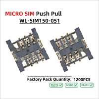 Connecteur de carte MICRO SIM WECONN WL-SIM150-051 6PIN+0 H=1.48mm Push-Pull, connecteur personnalisable carte-carte