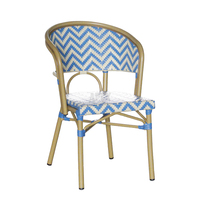 Nouvelle conception de chaise française d'extérieur empilable, chaise de jardin, chaise de jardin bleue, chaise de restaurant commercial, chaise de bistrot