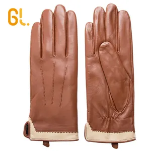 GL79 kızlar kahverengi hakiki koyun derisi deri gerçek eldiven İtalya kadınlar için özel kış