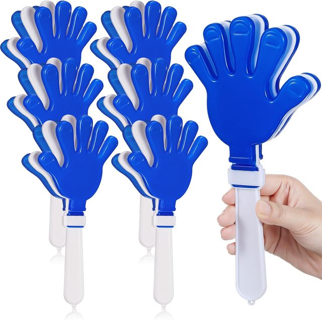 Custom Logo Printed Promotion Gift Noise Maker Handle Finger Shaped Plastic Shaking Cheering Toy Clapper Hand Shaped Clapper