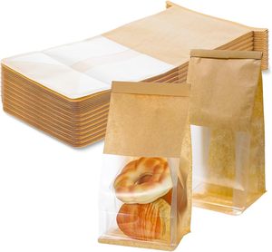 Biểu tượng tùy chỉnh dầu nướng rõ ràng bánh mì nướng cửa sổ cán cạnh thực phẩm Kraft Giấy Bánh mì bao bì túi - Product Image 1