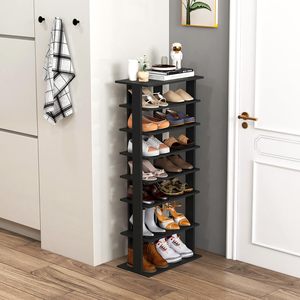 Zapatero Vertical <span class=keywords><strong>de</strong></span> <span class=keywords><strong>madera</strong></span> <span class=keywords><strong>de</strong></span> 8 niveles, diseño patentado <span class=keywords><strong>de</strong></span> esquina que ahorra espacio <span class=keywords><strong>para</strong></span> 7 pares, Zapatero <span class=keywords><strong>de</strong></span> entrada <span class=keywords><strong>de</strong></span> puerta delantera estrecha - Product Image 1