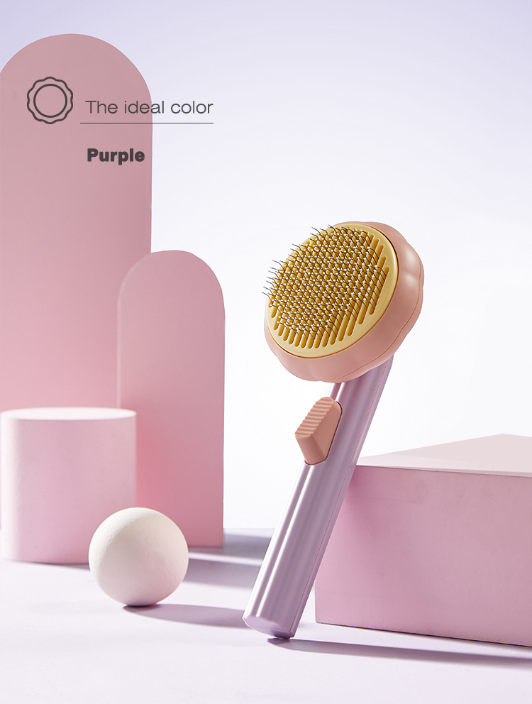 Self Cleaning Brush Pet Grooming Tool Pumpkin Cat Hair Teeth Comb