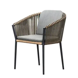 Silla de aluminio para exteriores, muebles, mesas y sillas de restaurante para uso en jardín, silla con marco de Metal con ratán PE