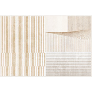 Tapis linéaire patchwork EIFFEL HOME, rayures marron doré, style nordique, épaissi, imperméable, résistant aux taches, 100% polypropylène, moyen - Product Image 3