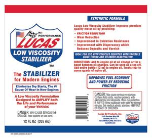 Tratamiento de Aceite de Motor Sintético Lucas Low Viscosity Stabilizer, Envase de Plástico de 12 FL OZ (355 mL), Hecho en EE. UU. - Product Image 2