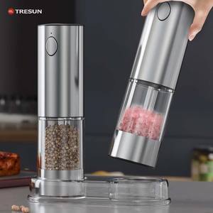 Ensemble de moulins à épices électriques rechargeables en acier inoxydable automatiques avec base de rangement - Product Image 3