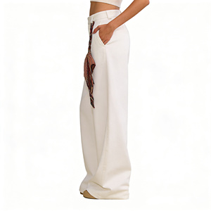 <span class=keywords><strong>Pantaloni</strong></span> Bianchi a Gamba Larga di Alta Qualità per Donna, Vita Media, Casual, Estivi 2026, Modello Dritto - Product Image 3