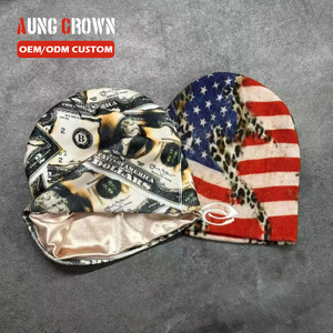 디자이너 자카드 니트 라인스톤 스컬캡 모헤어 새틴 안감 피셔맨 슬라우치 겨울 모자 맞춤 로고 비니 - Product Image 2