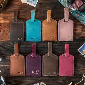 Etiquettes à bagages en cuir véritable avec logo personnalisé Porte-passeport vierge en PU Set d'étiquettes à bagages avec personnalisation Motif de lettres pour les voyages - Product Image 1