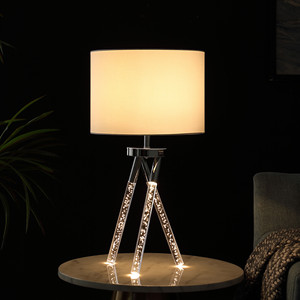 HMS 26 \ "argento LED acrilico treppiede lampada da tavolo bianco in metallo moderno tocco Dimming ABS batteria del corpo personalizzata per camere da letto - Product Image 5
