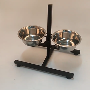 Mangkuk hewan peliharaan yang dapat dilepas dengan bingkai besi yang dapat disesuaikan mangkuk anjing yang ditinggikan ganda - Product Image 2