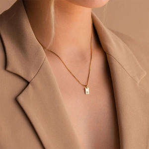 Custom Minimalist Women Jewelry 18k Gold Plated Stainless Steel Jewelry Mother's Day Single Letter Pendant <b>Necklace</b> <b>Chain</b> - Product Image 4