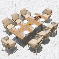 Ensemble de table et de chaises de salle à manger en aluminium moderne et durable pour l'extérieur - Meubles de jardin imperméables pour villa, patio, restaurant