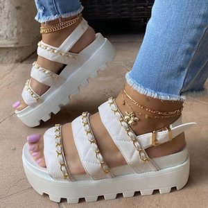 Sandalias de plataforma de moda de otoño 2023, alpargata con correa en el tobillo, zapatos cómodos de verano con punta abierta, zapatillas de exterior para mujer, sandalias - Product Image 2