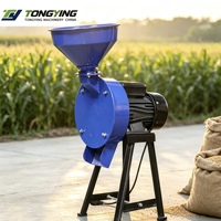 Mini broyeur électrique pour aliments du bétail, machine de traitement des céréales, corps en acier au carbone, capacité de 150 kg/h pour les fermes d'animaux et de volailles