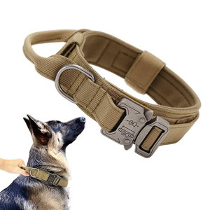 Factory Tactical Dog Collar Adjustable Nylon <b>Large</b> Dog Collar Heavy Duty Metal Buckle with Handle for Dog Training - Product Image 1