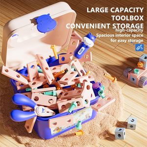 Juego de Herramientas <span class=keywords><strong>para</strong></span> Niños, 216 Piezas, con Caja de Herramientas y Taladro Electrónico de Juguete, Kits de Construcción de Juego de Imitación <span class=keywords><strong>para</strong></span> Niños y Niñas - Product Image 4