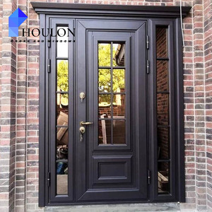 Precio del fabricante Puertas exteriores de hierro forjado Puerta de entrada de hierro forjado para Villa - Product Image 1