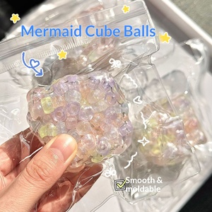 White Moonlight Square Mermaid Princess Chatter Ball Squeeze Toy Stress Relief Handmade <b>Bead</b> String Creative Small Toy - Product Image 1