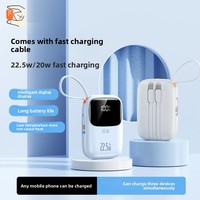 Vente en gros de mini-batteries externes à charge super rapide avec câble, 10000 mAh, 20000 mAh, chargeur portable