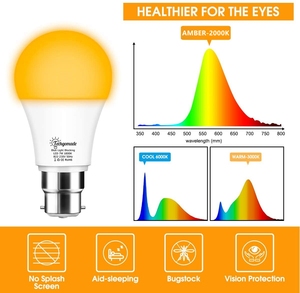 7 Wát Hổ Phách Vàng Ánh Sáng Trắng Đèn E26 E27 B22 Ánh Sáng Xanh Chặn <span class=keywords><strong>LED</strong></span> Vàng Bug Ánh Sáng Bảo Vệ Mắt Bóng Đèn Để Đọc - Product Image 2