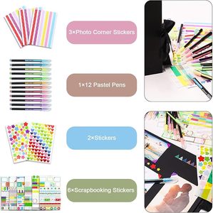 Album de scrapbooking 80 pages 11x8 pouces en papier kraft, album <span class=keywords><strong>photo</strong></span> DIY avec accessoires, <span class=keywords><strong>livre</strong></span> de souvenirs, mariage, anniversaire, voyage, Saint-Valentin - Product Image 3