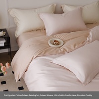 Parure de lit quatre pièces en coton longues fibres 100S, luxe léger, avec évacuation de l'humidité et stockage thermique, utilisation toutes saisons, couleur unie