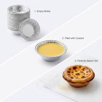Moldes Redondos Desechables de Papel de Aluminio para Alimentos, Tamaño Mini, Bandejas para Tartaletas, Moldes para Hornear Tartas de Huevo, Moldes para Pastel de Queso, Paquete de Moldes para Hornear Tartas