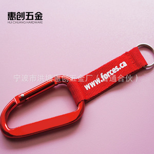 Hui Chuang Hardware Aluminum Carabiner D Type With Strap For Outdoor Sports - Product Image 4