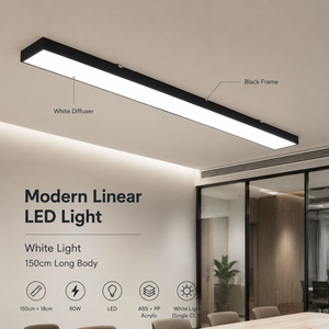 Modern Linear LED <b>Panel</b> <b>Light</b> 150cm 80W White <b>Light</b> ABS PP Acrylic Pendant And Ceiling Mount Indoor Pendant Lighting - Product Image 2
