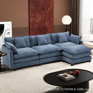 EU VONLIVA Luxury Modern Convertible Reclining Apartment Villa Sectional Compressed Fabric Modular Set L-Shape Square - Product Image 2
