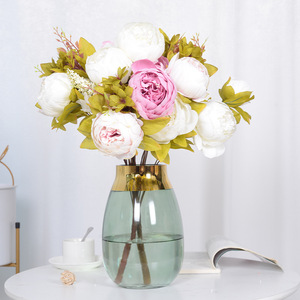 Ramo de Flores Artificiales de Peonía Vintage Realista de 13 Cabezas, Decoración para el Hogar y Bodas, Arreglo Floral de Seda, Centro de Mesa - Product Image 5