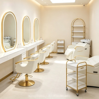 Solution tout-en-un : table de maquillage personnalisée avec miroir LED, miroir de salon de coiffure, station de maquillage, design moderne, durable et écologique