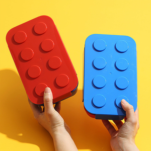 Boîte à lunch créative style blocs de construction Deux compartiments détachables sans BPA Passe au <span class=keywords><strong>lave</strong></span>-<span class=keywords><strong>vaisselle</strong></span> Boîte à bento pour enfants - Product Image 3
