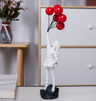 Statue de Fille aux Ballons Volants en Résine Moderne, Faite à la Main et Peinte à la Main, Fournitures Artistiques, Sculptures pour Décoration Intérieure, Figurines Artisanales, Ornement