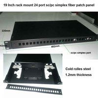 NT-FP008 19 ''1u/2u rak laci rel geser dudukan 12 24 48 Port Panel Patch serat optik dengan adaptor dan ekor babi