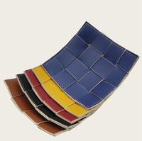 Accessoires de papeterie de bureau, Organisateur de rangement polyvalent pour table d'entrée et table de chevet, Plateau de bureau de luxe en cuir PU tressé