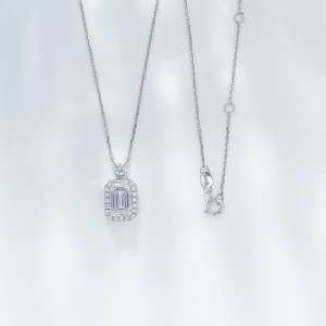 Pulseras de Diamantes de Laboratorio con Corte Esmeralda, Joyería de Platino, Cadenas Finas Ajustables, Collares con Colgantes de Diamantes Cultivados en Laboratorio - Product Image 1
