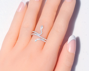 Snake Shape <b>Crystal</b> Accent <b>Ring</b> for Women Statement Fashion <b>Ring</b> Daily Party Accessories - Product Image 3